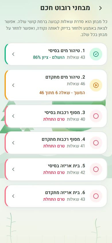 מבחני רובוט חכם: כל מבחן בנפרד, מהקל לקשה